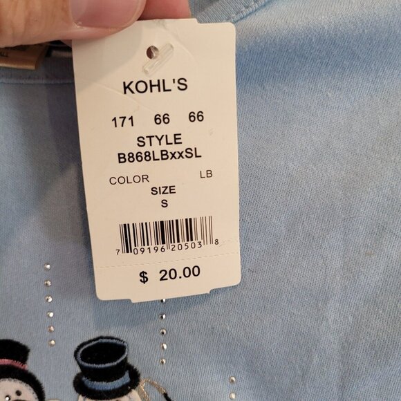 Vintage Frosty Snowman Shirt Womens S Blue M&C Sportswear Christmas Top NWT - Picture 6 of 9